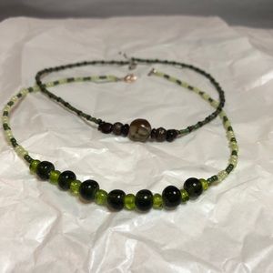 Two green beaded chokers